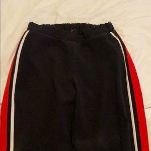 Zara stretchy black and red joggers